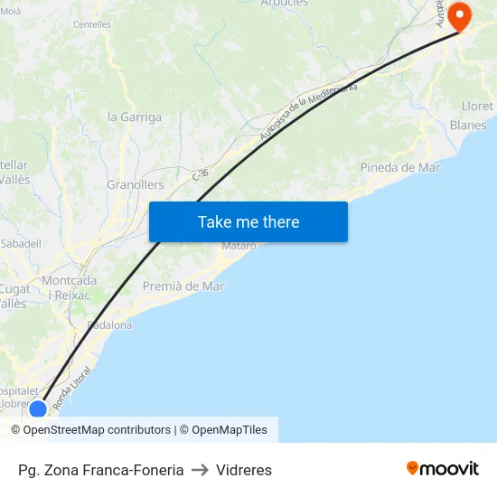 Pg. Zona Franca-Foneria to Vidreres map