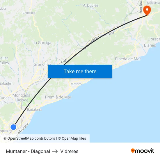 Muntaner - Diagonal to Vidreres map