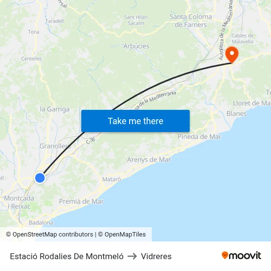 Estació Rodalies De Montmeló to Vidreres map