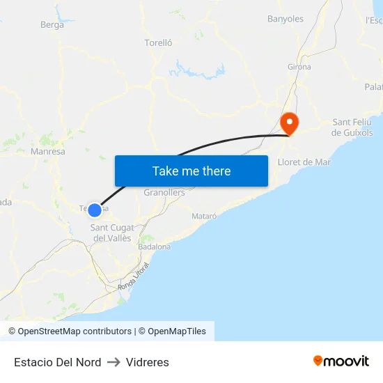 Estacio Del Nord to Vidreres map