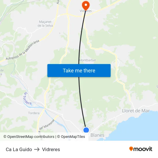 Ca La Guido to Vidreres map