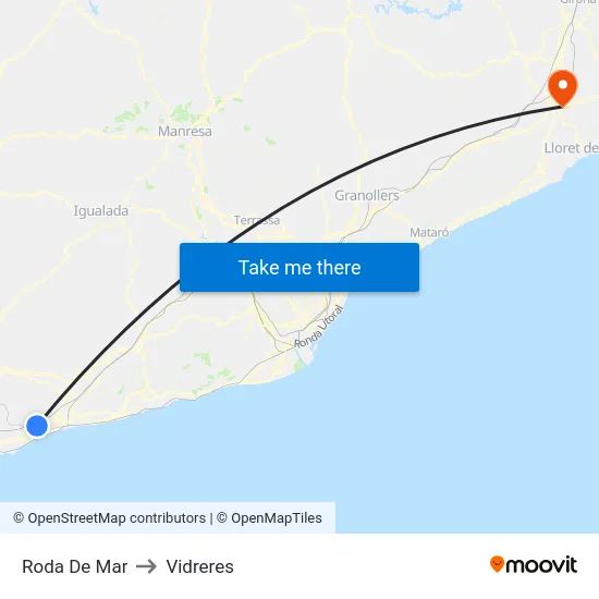 Roda De Mar to Vidreres map