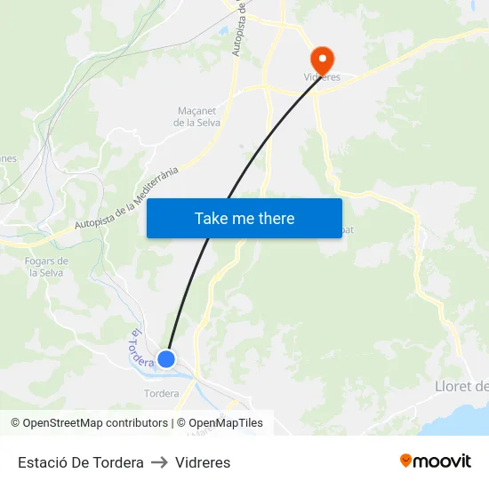 Estació De Tordera to Vidreres map