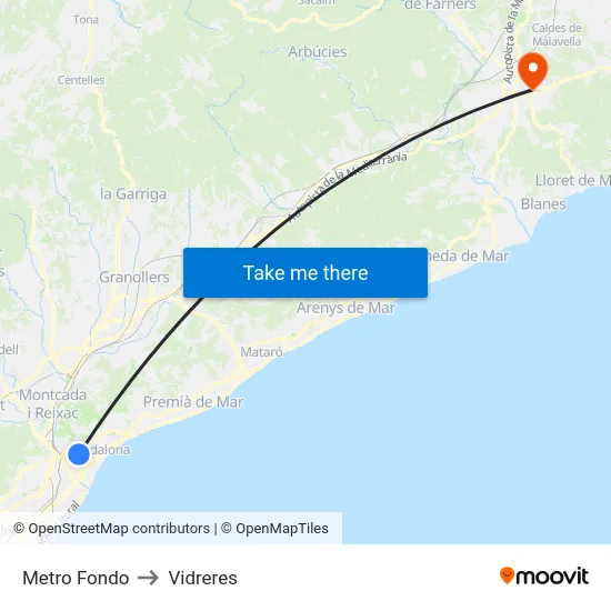 Metro Fondo to Vidreres map