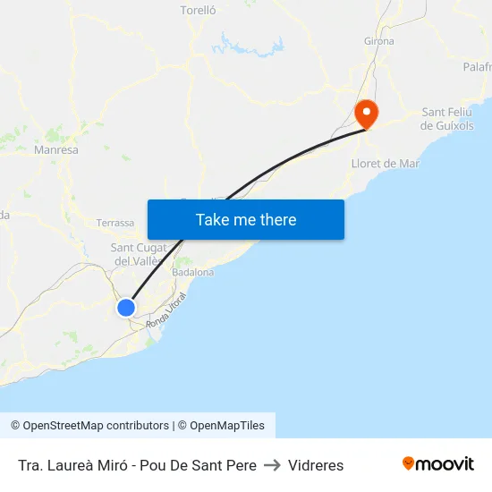 Tra. Laureà Miró - Pou De Sant Pere to Vidreres map