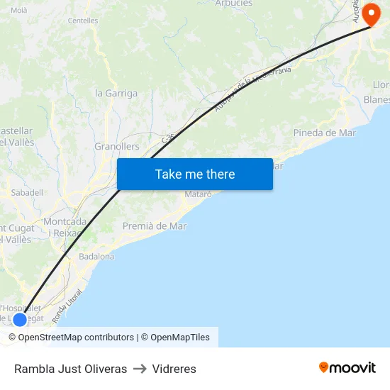 Rambla Just Oliveras to Vidreres map