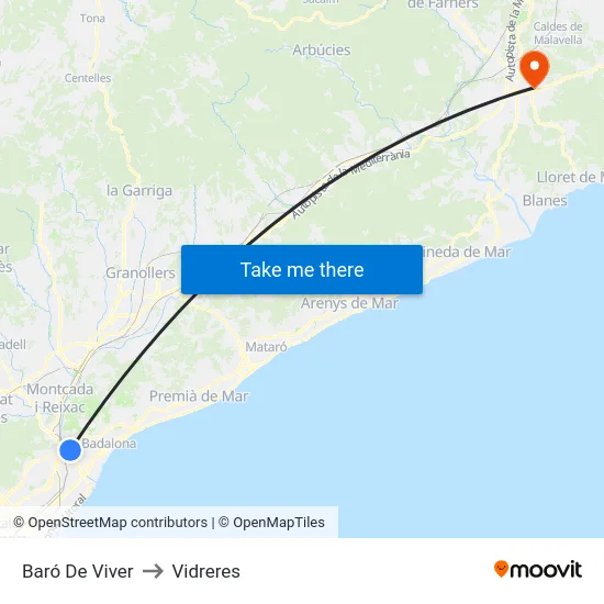 Baró De Viver to Vidreres map