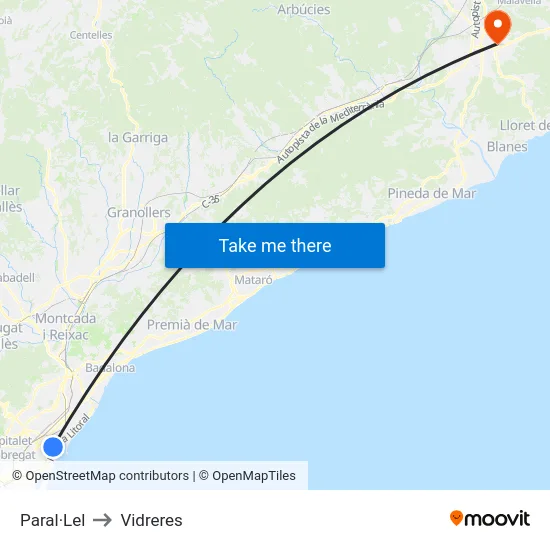 Paral·Lel to Vidreres map