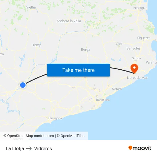 La Llotja to Vidreres map