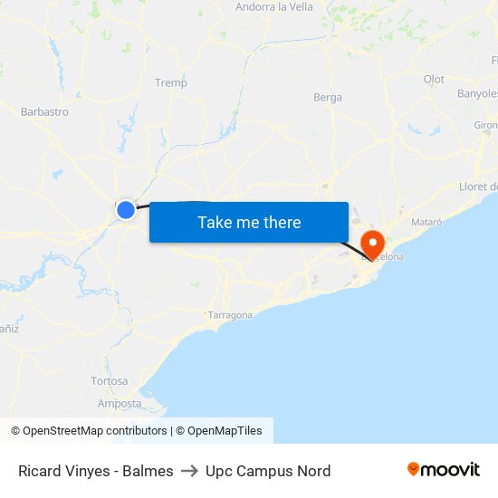 Ricard Vinyes - Balmes to Upc Campus Nord map