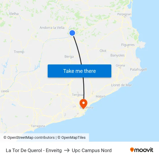 La Tor De Querol - Enveitg to Upc Campus Nord map