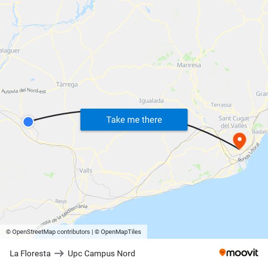 La Floresta to Upc Campus Nord map