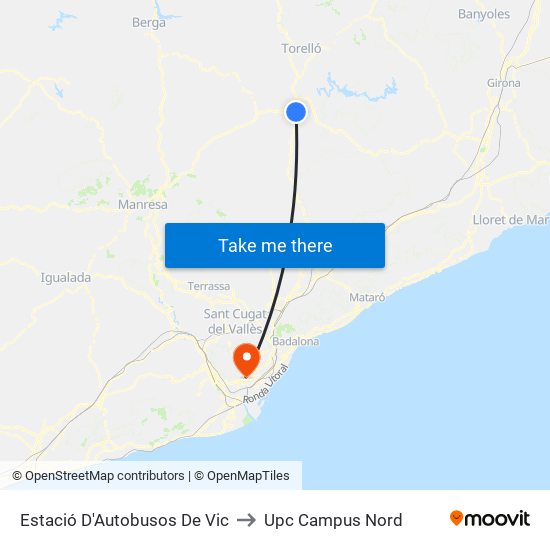 Estació D'Autobusos De Vic to Upc Campus Nord map