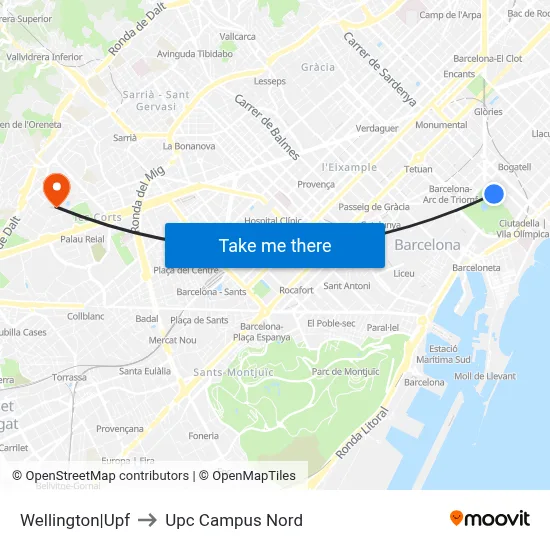 Wellington|Upf to Upc Campus Nord map