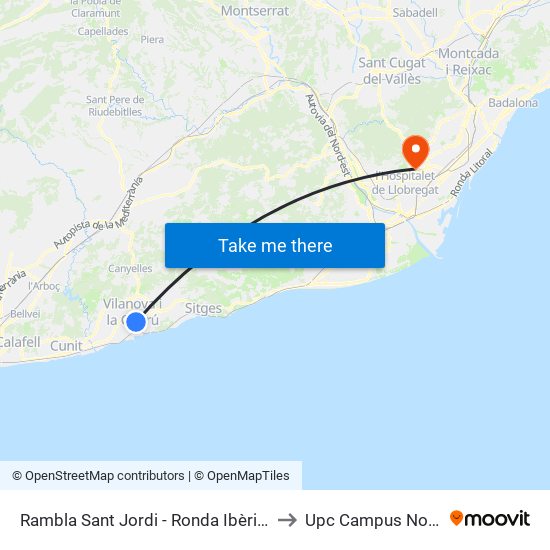 Rambla Sant Jordi - Ronda Ibèrica to Upc Campus Nord map