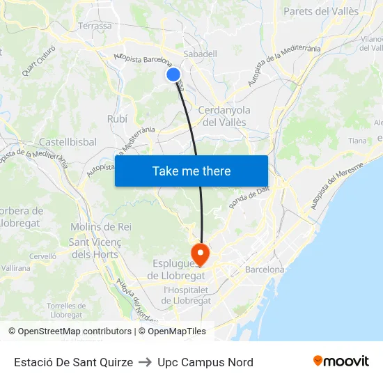 Estació De Sant Quirze to Upc Campus Nord map