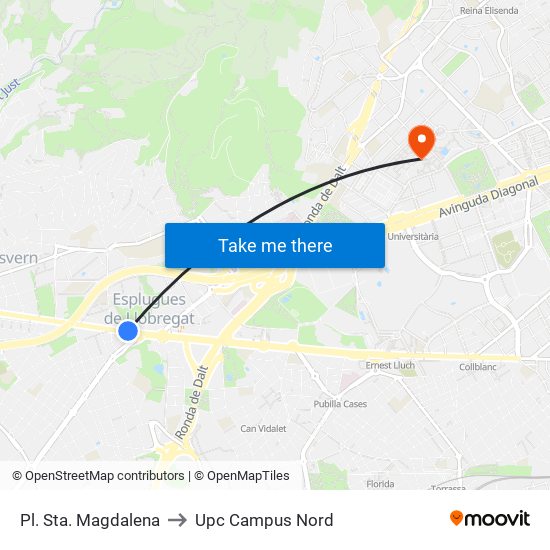 Pl. Sta. Magdalena to Upc Campus Nord map