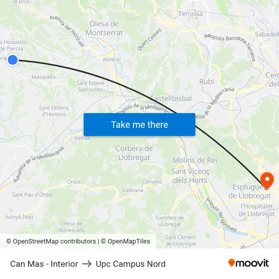 Can Mas - Interior to Upc Campus Nord map