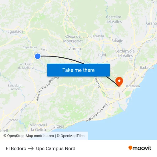 El Bedorc to Upc Campus Nord map