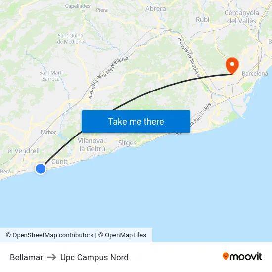 Bellamar to Upc Campus Nord map