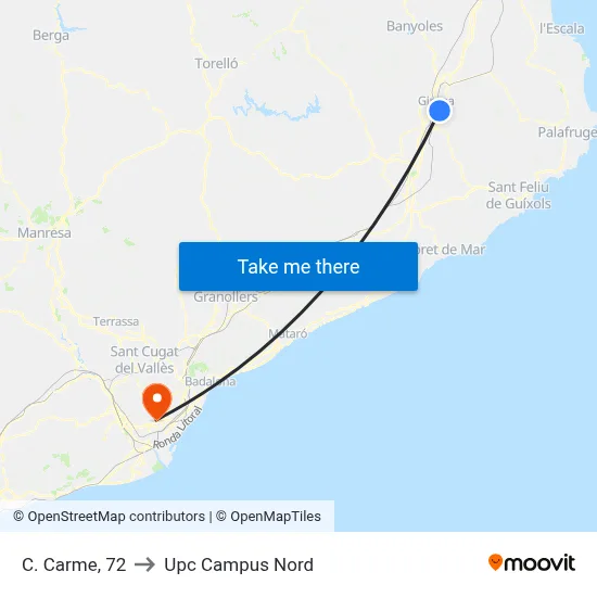C. Carme, 72 to Upc Campus Nord map