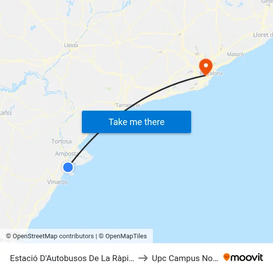 Estació D'Autobusos De La Ràpita to Upc Campus Nord map