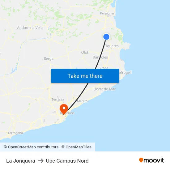 La Jonquera to Upc Campus Nord map