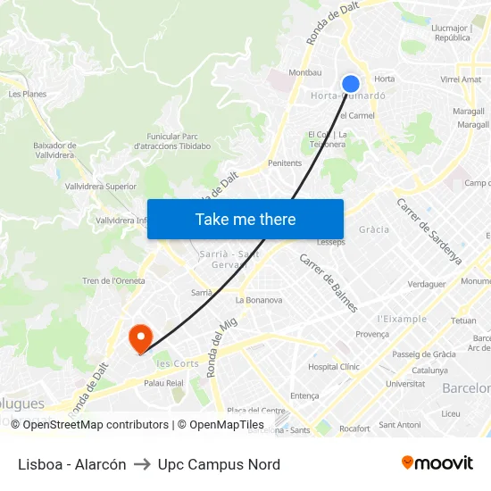 Lisboa - Alarcón to Upc Campus Nord map