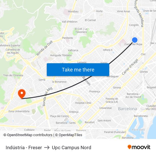 Indústria - Freser to Upc Campus Nord map