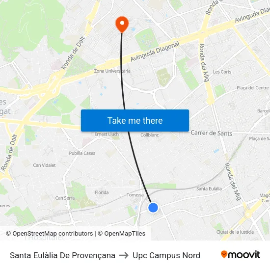 Santa Eulàlia De Provençana to Upc Campus Nord map