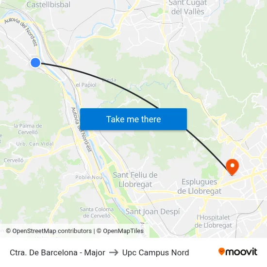 Ctra. De Barcelona - Major to Upc Campus Nord map