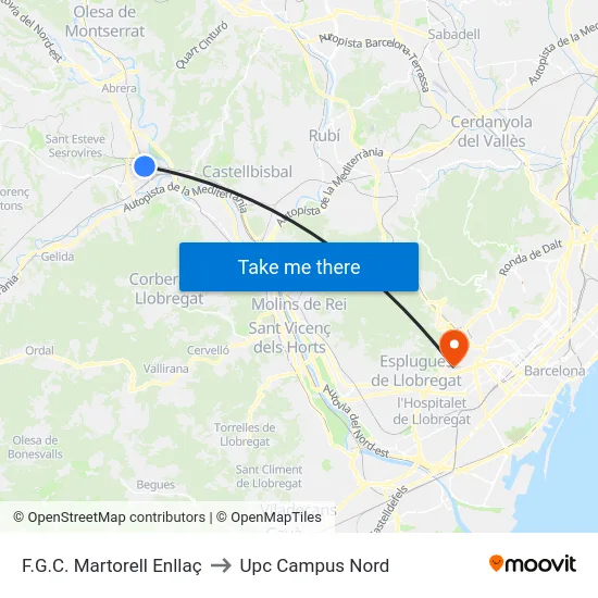 F.G.C. Martorell Enllaç to Upc Campus Nord map