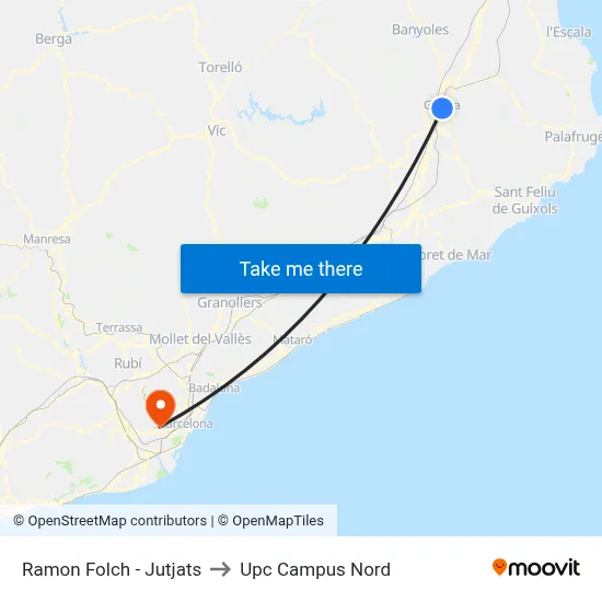 Ramon Folch - Jutjats to Upc Campus Nord map