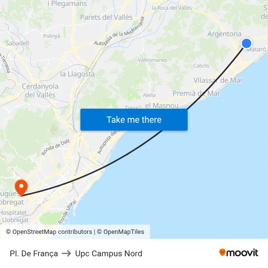 Pl. De França to Upc Campus Nord map
