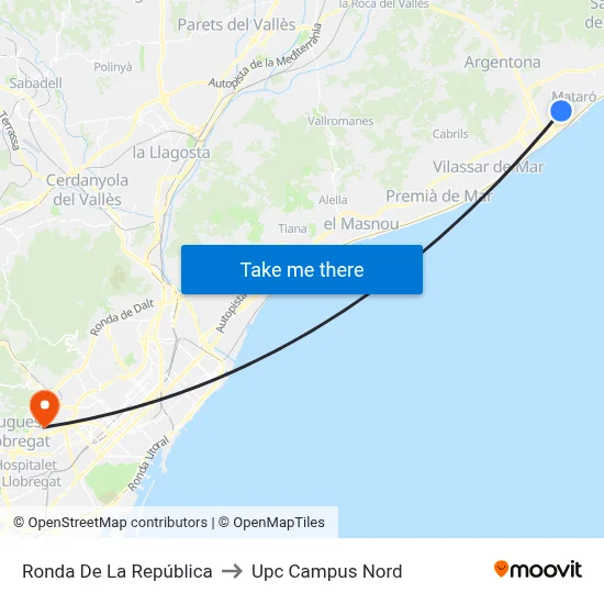 Ronda De La República to Upc Campus Nord map