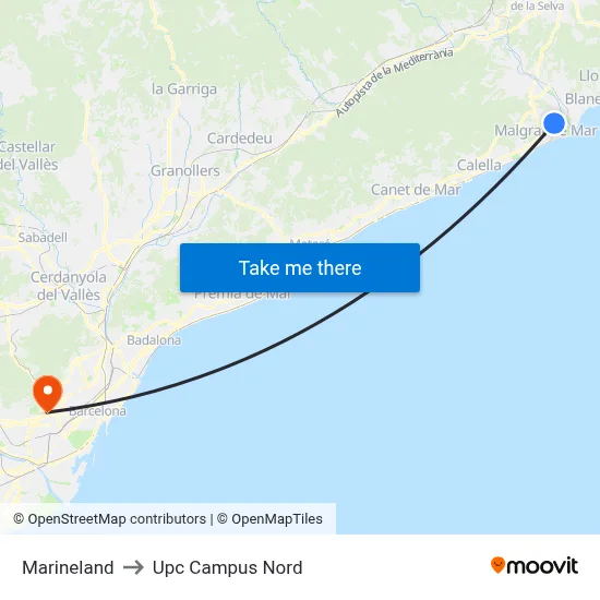 Marineland to Upc Campus Nord map