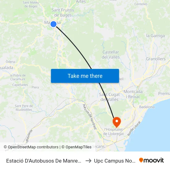 Estació D'Autobusos De Manresa to Upc Campus Nord map