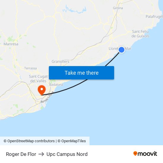 Roger De Flor to Upc Campus Nord map