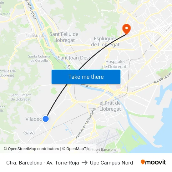 Ctra. Barcelona - Av. Torre-Roja to Upc Campus Nord map