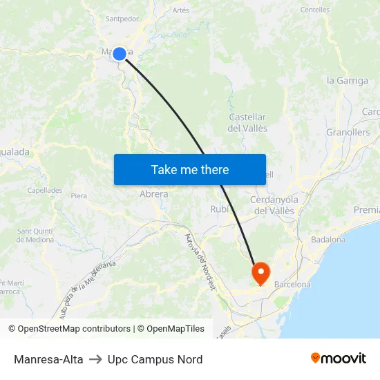 Manresa-Alta to Upc Campus Nord map