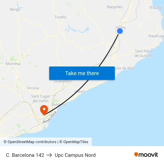 C. Barcelona  142 to Upc Campus Nord map