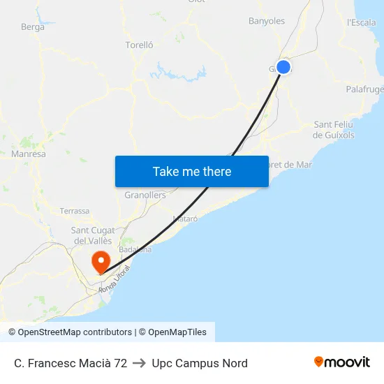 C. Francesc Macià  72 to Upc Campus Nord map