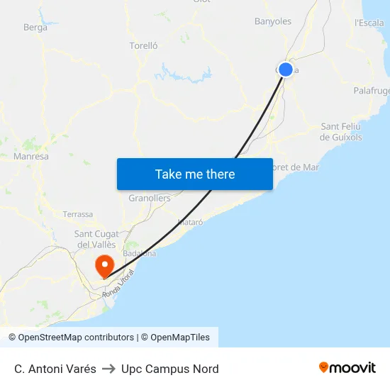 C. Antoni Varés to Upc Campus Nord map
