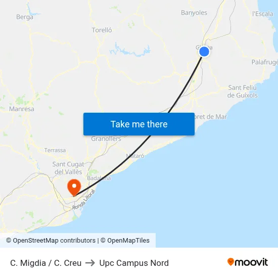 C. Migdia / C. Creu to Upc Campus Nord map
