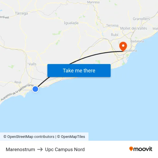 Marenostrum to Upc Campus Nord map