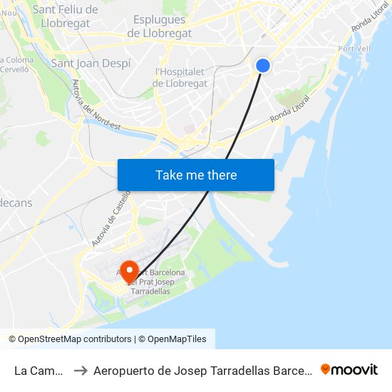 La Campana to Aeropuerto de Josep Tarradellas Barcelona-El Prat map