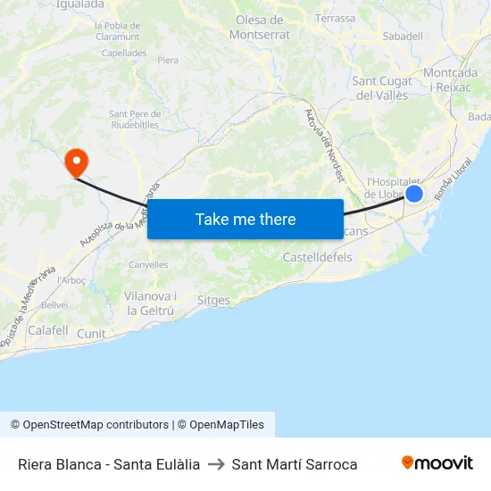 Riera Blanca - Santa Eulàlia to Sant Martí Sarroca map