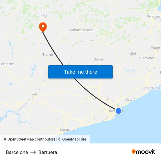 Barcelona to Barruera map