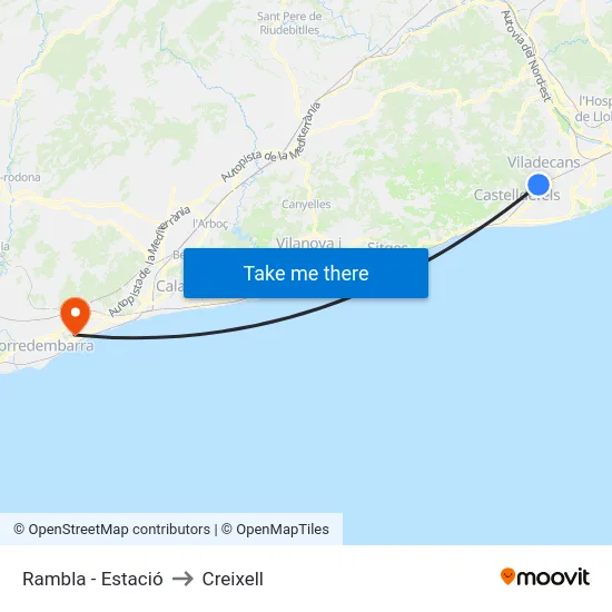 Rambla - Estació to Creixell map