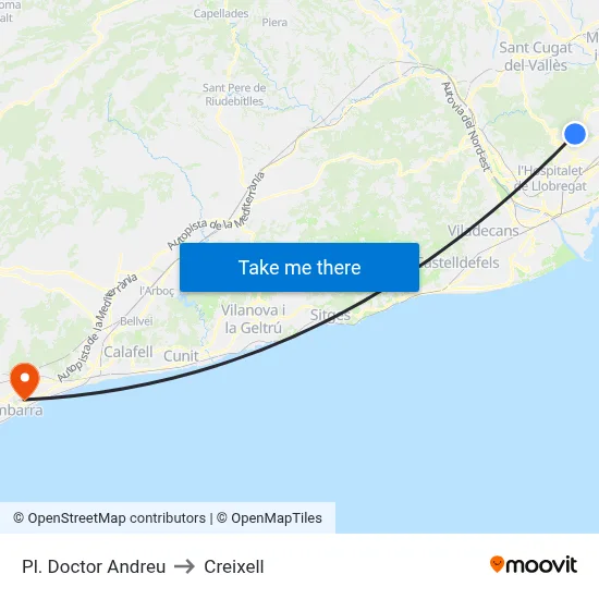 Pl. Doctor Andreu to Creixell map